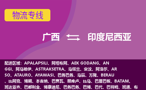 廣西到印度尼西亞物流專線全境/直達，廣西到印度尼西亞空運（海運）公司