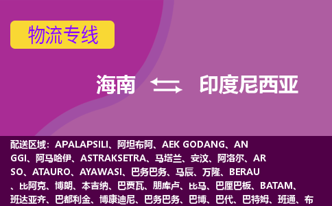海南到印度尼西亞物流專線全境/直達，海南到印度尼西亞空運（海運）公司